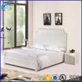 2016 Hot sale leather bed frame white color luxury leather bed